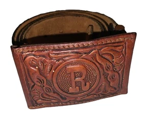 Vtg Levi's Brown Full Grain Steerhide Leather Belt 2235 USA Made 40-R Monogram - Picture 1 of 7