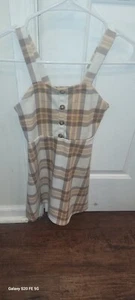 love Cameron girls brown plaid mini dress girls size 8 - Picture 1 of 2