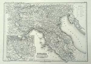 1868 CARTA GEOGRAFICA VALLARDI CARTA D'ITALIA SETTENTRIONALE CENTRALE 1138 1254 - Picture 1 of 1