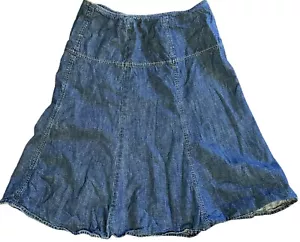 Eddie Bauer Jean Skirt Size 10 Knee Length Blue Cotton A-line Casual - Picture 1 of 3