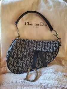 NEW Authenticated Vintage Christian Dior Monogram Saddle Bag Black