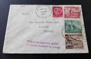 Botschaft der Vereinigten Staaten von Amerika, offizielle deutsche Briefmarken, 1940 Brief MJP - Bild 1 von 7