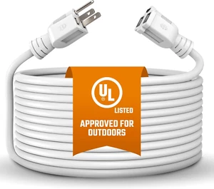 10ft Extension Cord White Heavy Duty 16/3 3-Prong Grounded Outlet UL Listed - Picture 1 of 12