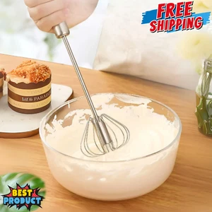 Stainless Steel Semi-Automatic Rotary Egg Beater Whisk & Separator Kitchen Tool - Picture 1 of 5
