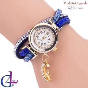 Orologio bracciale donna oro Swarovski Elements originale G4Love cristalli pelle - Foto 1 di 11