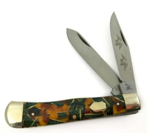 Bulldog Trapper Knife Christmas Tree Crest Shield Pitt Bull Eagle 3986-QP - Picture 1 of 9