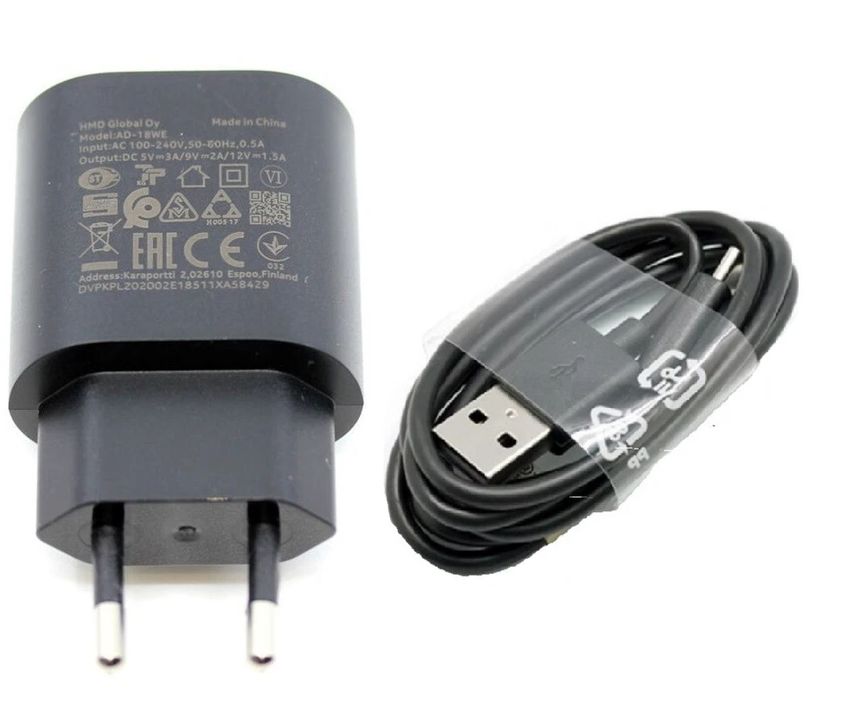 Original Nokia Schnelladegerät AD-18WE für Nokia 9 PureView / Nokia G10 - Bild 1 von 1