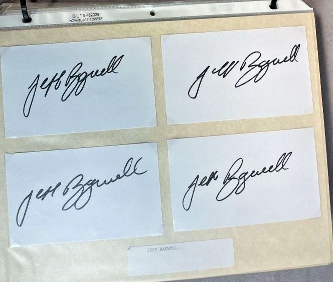 JEFF BAGWELL HOUSTON ASTROS AUTOGRAPHED SIGNED LOT OF 4 INDEX CARDS - Image 1 of 1