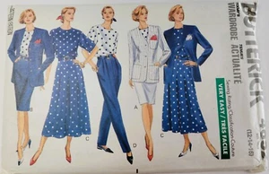 1990 Butterick Wardrobe Pattern 4652 Misses Jacket Top Skirt Pants 12-16 Uncut - Picture 1 of 4