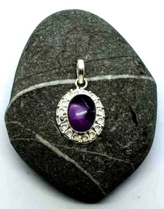 Purple Amethyst Quartz Pendant 925 Silver Plated Very Sweet Item 6.9g Gorgeous - Picture 1 of 2