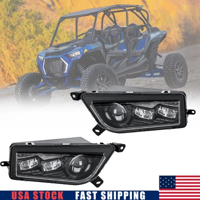 Pair Dual LED Headlights ATV UTV Turn For 2014-2020 Polaris RZR XP 4 1000 Black  - Image 1 of 4