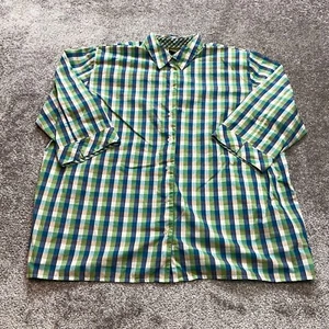 Mountain Lake Button Up Shirt Womens 24W Blue Green Plaid Long Sleeve Padded Top - Picture 1 of 10
