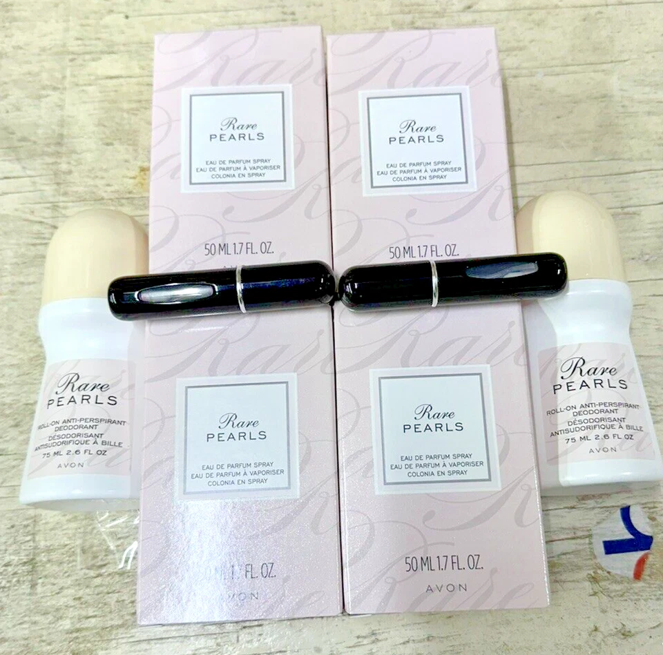 4-AVON RARE PEARLS SPRAY1.7 OZ. 50  ml-FREE 2 DEODRANT AND 2 TRAVEL SPRAY - Image 1 of 1