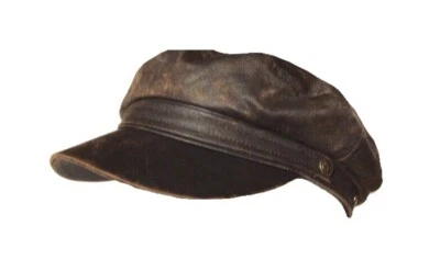 Historische Arbeitermütze FLATCAP Schiebermütze braun used look  Elbsegler   - Bild 1 von 4