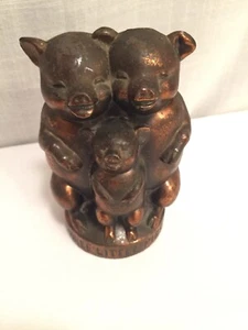 Vintage "The Three Little Pigs" Cast Metal Piggy Bank Made USA - Picture 1 of 9