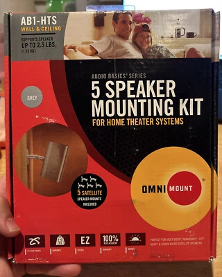 Speaker Mounting Kit OMNI Mount AB1-HTS Grey Home Theatre 5 Speaker Mounts New - Image 1 of 4