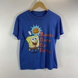 SpongeBob Blue T Shirt Men’s Medium People Order Our Patties - Picture 1 of 9