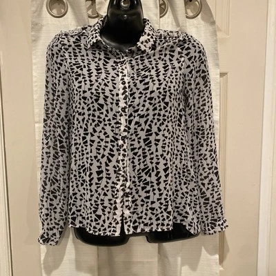 Blusa transparente Charlotte Russe para mujer glam años 80 blanco y negro XS Foto 1 de 4