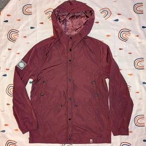 Pretty Green Ridley Zip Through Jacket Coat Burgundy Paisley Hood Medium Mod - Picture 1 of 18