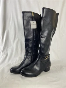 Liz Claiborne Townsend Black Stacked Heel Riding Boots Women's Size 6M - Picture 1 of 13
