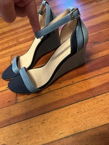 Coach blaue Denim Riemchen Wedges Gr. 9,5 neu ohne Karton Sommerschuhe - Bild 1 von 9