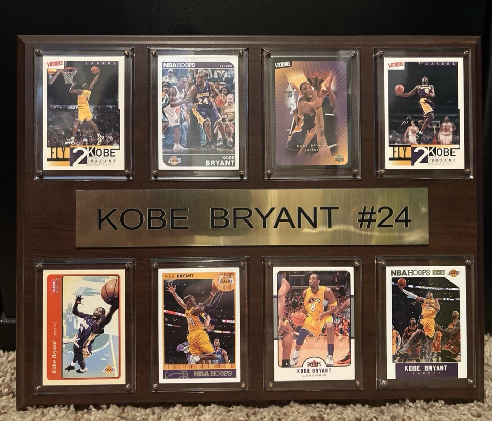 Placa de madera Kobe Bryant NBA Los Angeles Lakers 8 tarjetas 15” X 12” temporada final Foto 1 de 1