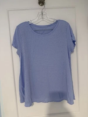 Eileen Fisher 100 % Organic Linen Cap Sleeve Swing Lavender Top - Image 1 of 3