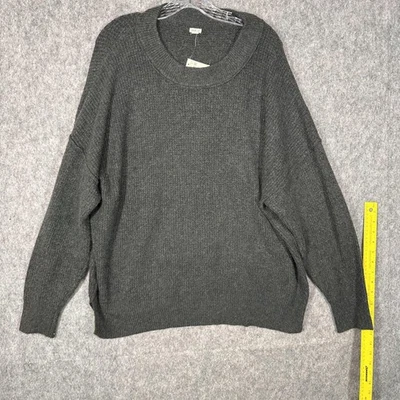 Aerie Sweater Womens Medium Gray Cotton Blend Cozy Knit Pullover Top NWT - Image 1 of 4