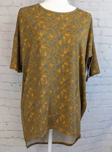 LuLaRoe Women's Size XXS Irma Blouse NWT Blue & Gold Geometric Pattern - Picture 1 of 5