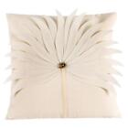 Linen Throw Pillow for  3D Flower Petals Accent Bell Embroidery Cushion Cove