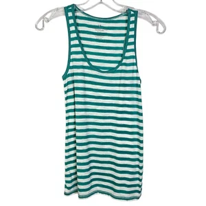 Camiseta sin mangas American Eagle para mujer pequeña blanca a rayas Aqua - Imagen 1 de 4