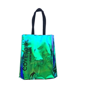 Cover Girl New York Holographic Beach Tote Bag Iridescent Green Blue Purple - Bild 1 von 11