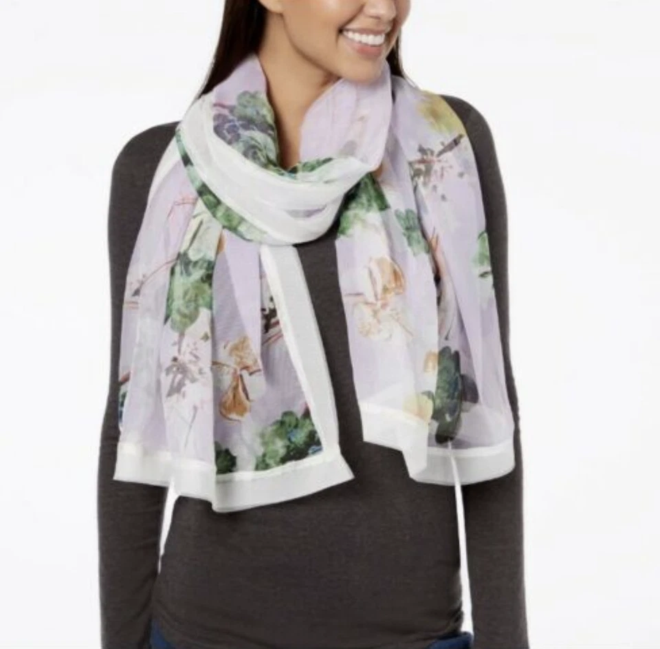 Cachecol feminino de chiffon tamanho grande Cejon trevo de verão roxo - Imagem 1 de 1