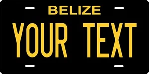 BELIZE Black Yellow Personalized License plates Auto Bike Motorcycle - Picture 1 of 5