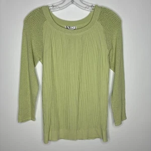 Vintage 90s Carducci Ribbed Sweater NWT Size Small, Pale Lime - Picture 1 of 24