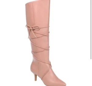 Botas altas para mujer rosa con corbata en la espalda talla 7,5 - Imagen 1 de 6