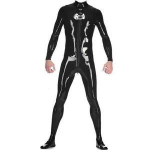 Latex Rubber Gummi Schwarz Catsuit  Anzug Bodysuit  Jumpsuit Front zip S-XXL - Bild 1 von 3