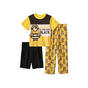 Despicable Me 3 Yellow Is The New Black Minions Boys 3-Piece Pajama Set Sz 4 NEW - Picture 1 of 5