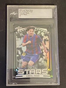 LIONEL MESSI 1 OF 1 2022 Leaf Metal Stars Prasmatic Black Pre-Production Proof - Picture 1 of 5