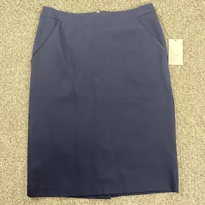 A New Day Skirt Size 8 Blue Pencil Knee Length Side Pockets Pull On Back Zip - Picture 1 of 13