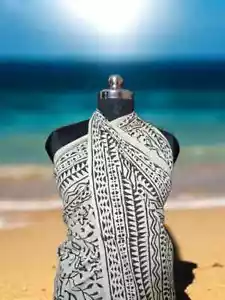 Sarong Geometric Print Cotton Sarong - 72x44 Inch Beach Wrap, Cover Up, Swimming - Picture 1 of 4