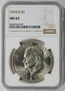 1974-D Eisenhower Ike Copper-Nickel Clad $1 MS 65 NGC - Picture 1 of 4