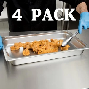 4 Full Size 2 1/2" Deep Stainless Steel Chafing Dish Steam Table Buffet Pan NEW - Picture 1 of 7