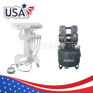 Portable 4H Mobile Dental Delivery Unit System Cart/Oil-Free Air Compressor 50L - Picture 1 of 38