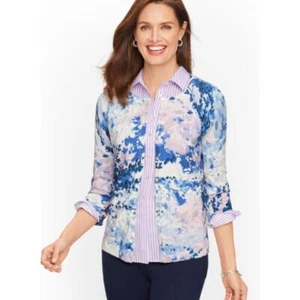 Talbots Sweater Cardigan Womens 2X Charming Floral Leafy Jacket Spring Easter - Picture 1 of 7