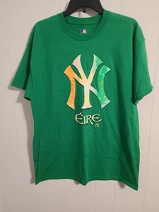 New York Yankees Eire Large Mens Green Graphic Logo Short Sleeve Tshirt MLB - Picture 1 of 11