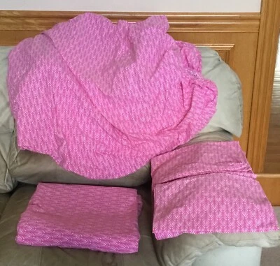 Pottery Barn Kids Pink / White Queen Sheet Set & 2 Pillow Cases YS-687 - Image 1 of 4