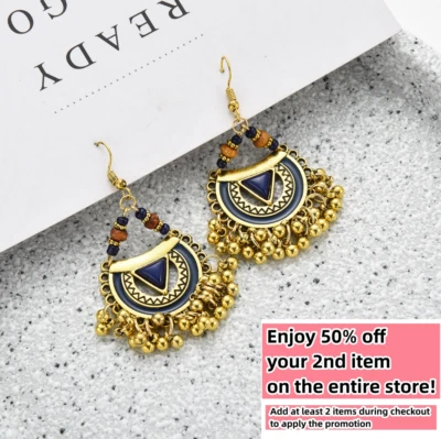 Pendientes BOHO Semillas Cuentas Flecos Borla Bohemio Étnico Cuelga Gota Hechos a Mano Foto 1 de 4