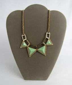 Cookie Lee Seafoam Green Geometric Triangle Bib Adjustable Length Necklace - Picture 1 of 6