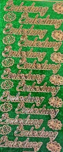 Stickerbogen EINLADUNG gold grün glitzer  Hologramm  günstig   NEU     - Bild 1 von 1